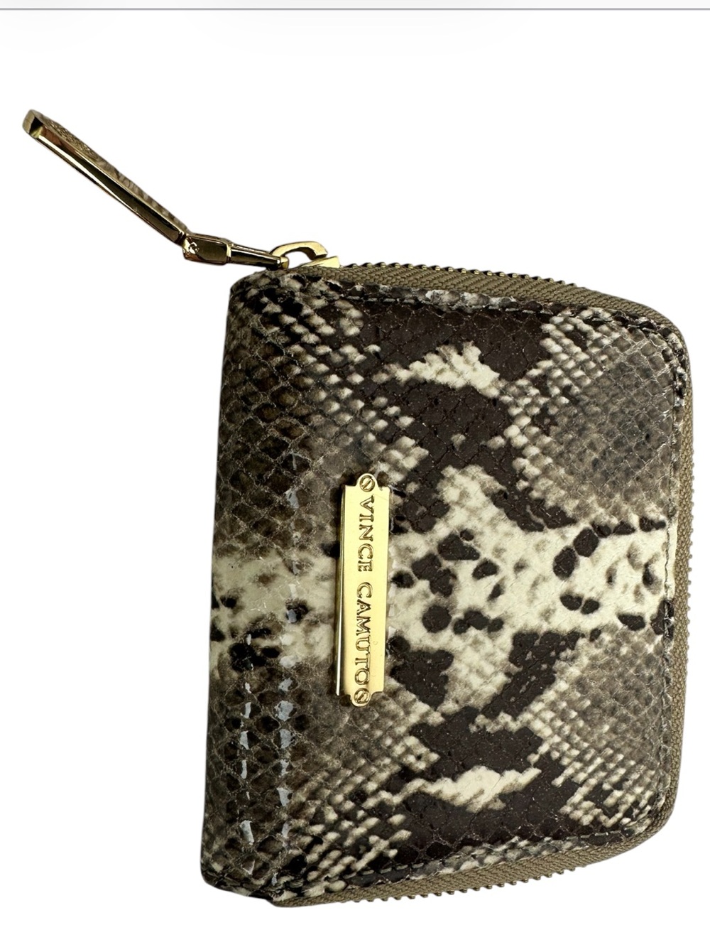 Vince Camuto Snake Embossed Leather Zip Wallet
